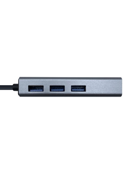 HUB USB AISENS + ADAPTADOR LAN CONECTORES 1X USB-A MACHO 3X USB-A HEMBRA LONGITUD CABLE 15CM GRIS A106-0401