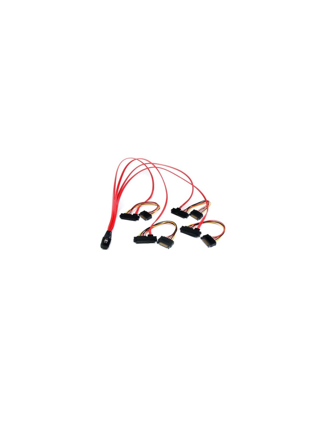StarTech.com SAS808782P50 Cable datos SAS Serial Attached SCSI SFF 8087 a 4x SATA Datos y Alimentación Rojo 0.5 m