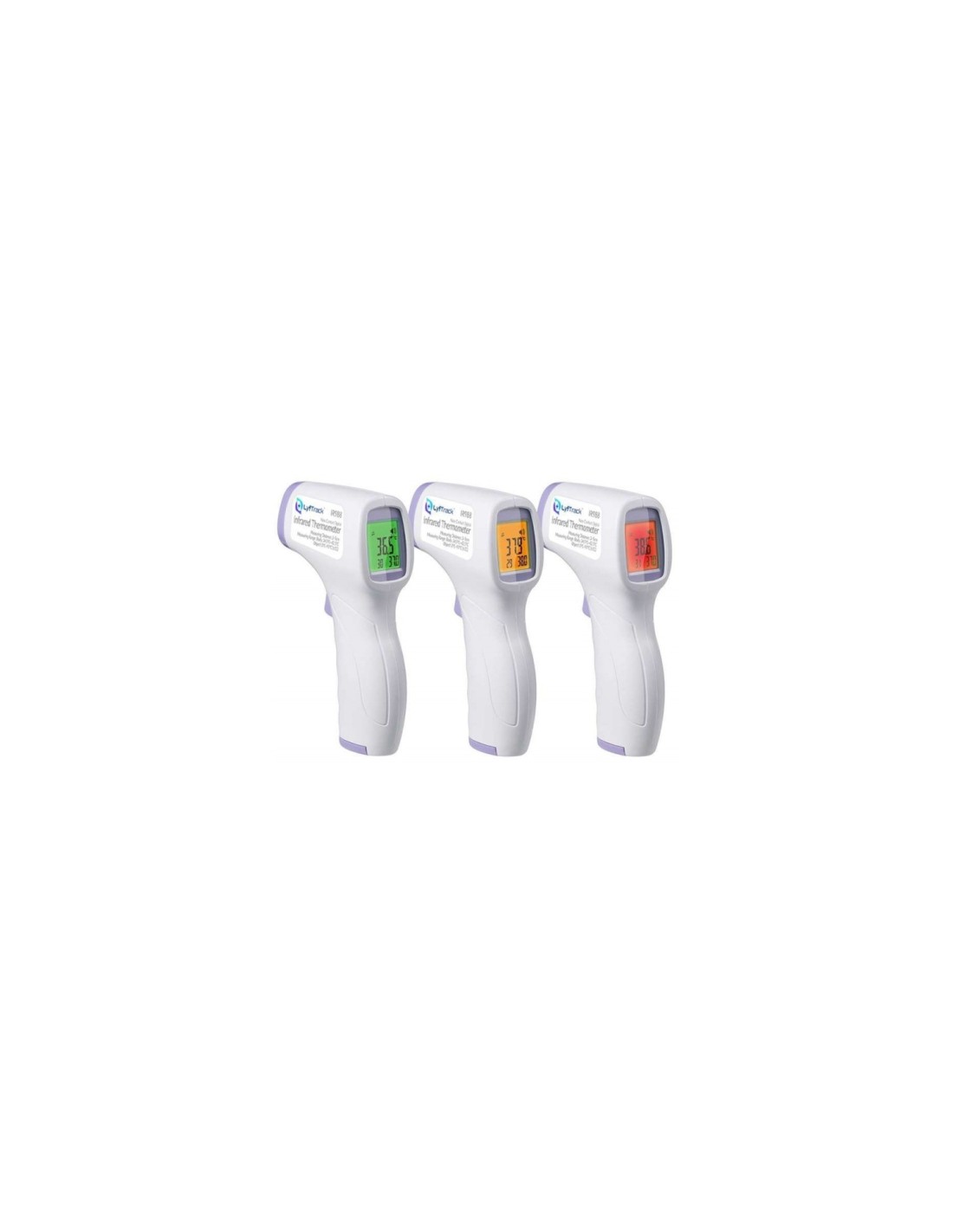 TERMOMETRO INFRAROJO LYFTRACK A DISTANCIA  MEDICION BLANCO MORADO IR988
