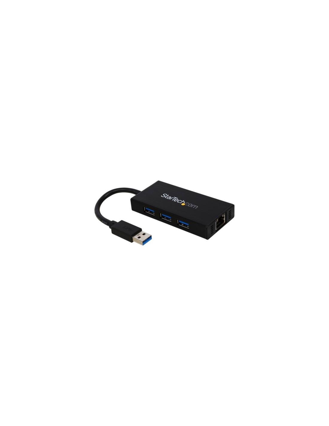 StarTech.com Hub USB 3.0 de Aluminio con Cable - Concentrador de 3 Puertos USB con Adaptador de Red Ethernet Gigabit