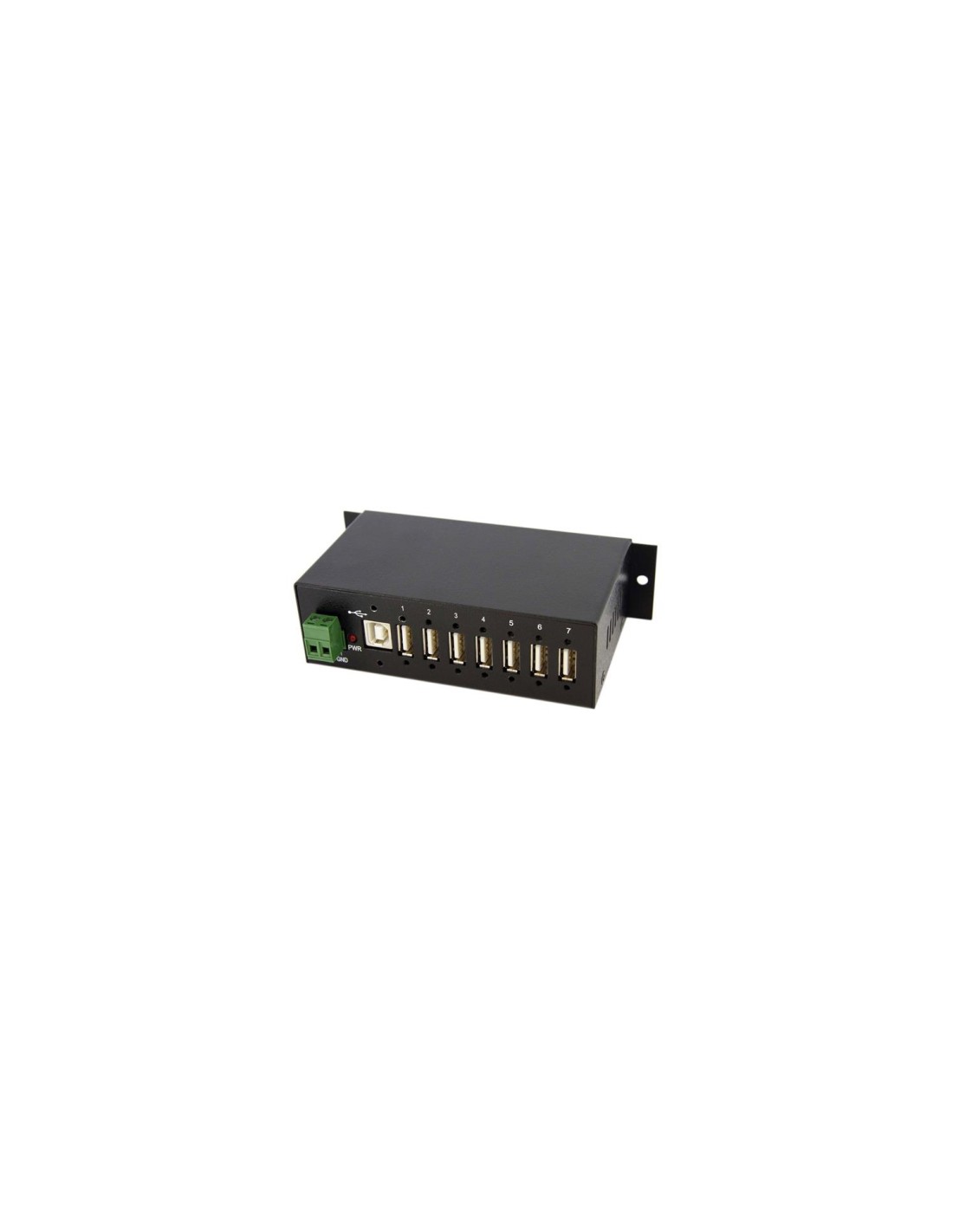 StarTech.com Adaptador Concentrador HUB Ladrón USB 2.0 7 Puertos Reforzado Industrial con Alimentación - Negro