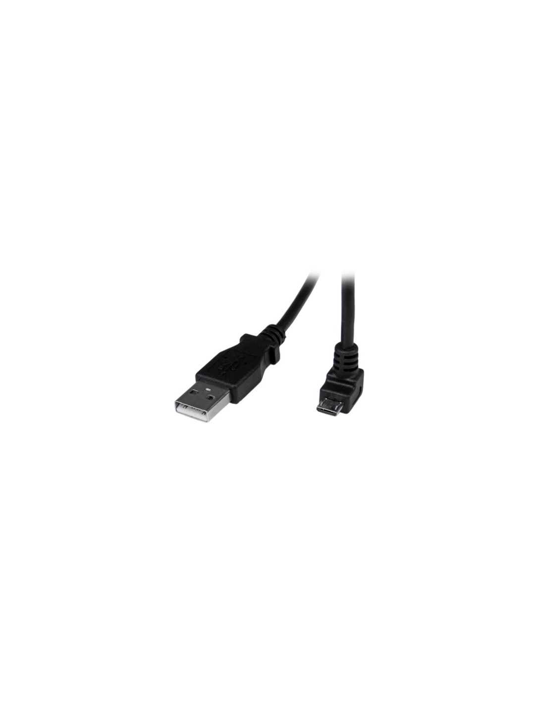 StarTech.com Cable Adaptador 2m USB 2.0 Tipo-A Macho a Micro USB B Macho Acodado en Íngulo hacia Abajo para Telefono Movil negr