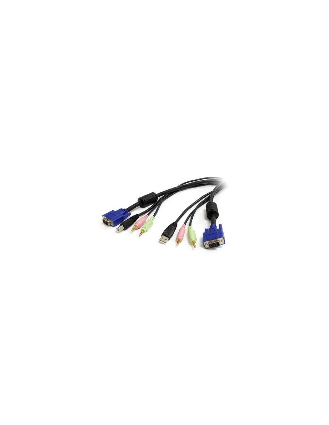 StarTech.com Cable KVM Audio y VÍ­deo de 1.8m 4 en 1 VGA USB A USB B HD15 Mini Jack Micrófono Altavoces - negro