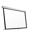 Pantalla manual videorpoyector phoenix pared y techo 135p 2.4m x 2.4m posicion ajustable carcasa blanca tela super resistente PH