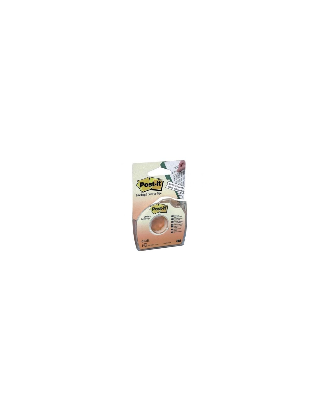 Cinta para ocultar y etiquetar 3m post-it 652h con dispensador 8mmx17.7m 2 lineas enmascaramiento 7000052333