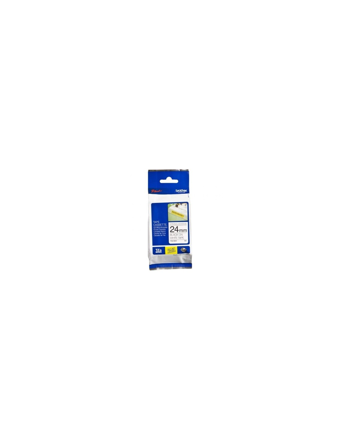Cinta laminada brother texto negro sobre fondo blanco tz ancho 24mm TZE-S251