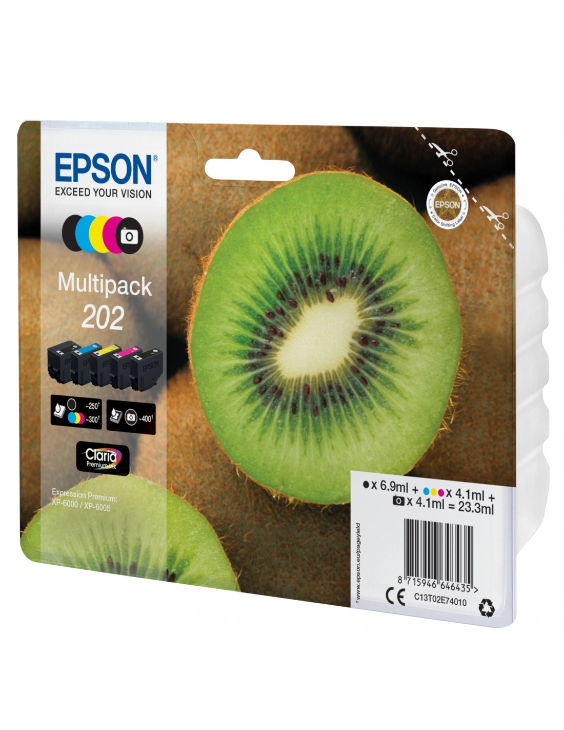 Cartucho epson kiwi multipack 5 colores 202 claria premium ink C13T02E74010