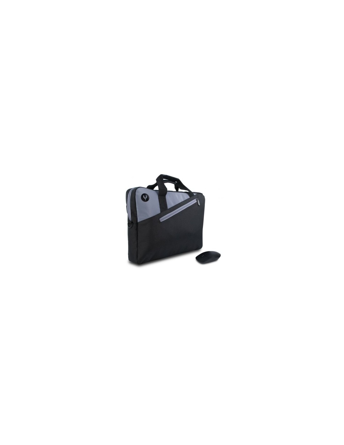 Maletin + raton inalambrico monray para portatiles hasta 15.6p 2 compartimientos raton 1000dpi 3 botones negro gris MASTERKITBLA