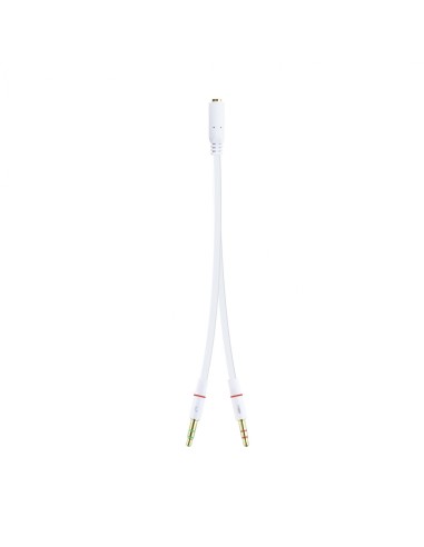 Cable adaptador nanocable audio Jack 3.5 hembra de 4 pines a 2 Jack 3.5 macho de 3 pines blanco 10.24.1203