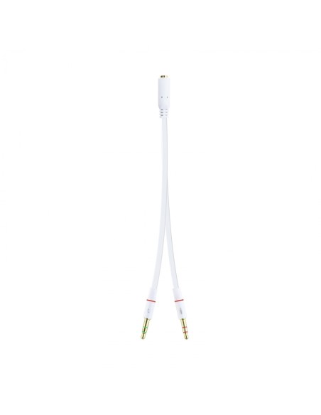 Cable adaptador nanocable audio Jack 3.5 hembra de 4 pines a 2 Jack 3.5 macho de 3 pines blanco 10.24.1203