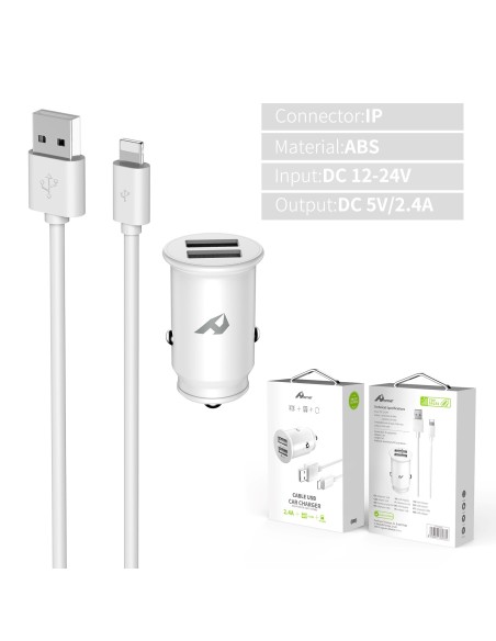 Home Serie Enjoy YCC-01IP Adaptador de coche USB. 2 USB x 5V/2.4A con cable LightningÂ 