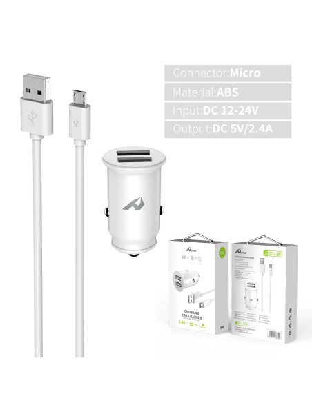 Home Serie Enjoy YCC-01M Adaptador de coche USB. 2 USB x 5V/2.4A con cable Micro USBÂ 