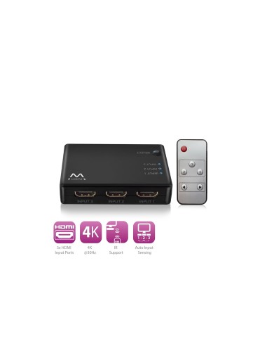 Ewent EW3730 Interruptor de video HDMI negro