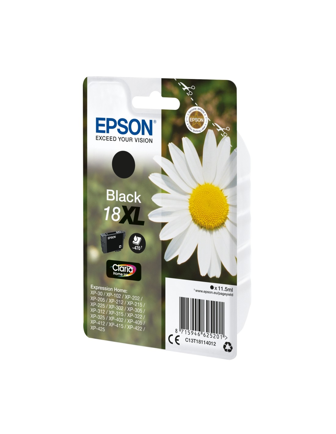 Cartucho Epson Daisy 18XL negro etiqueta RF C13T18114022