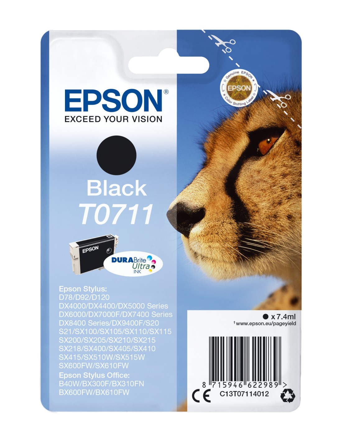 Cartucho Epson T0711 etiqueta RF Negro C13T07114022