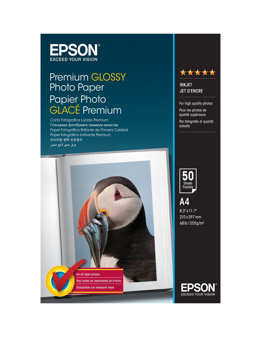 Papel Epson Premium Glossy Photo Paper - A4 - 50 Hojas C13S041624