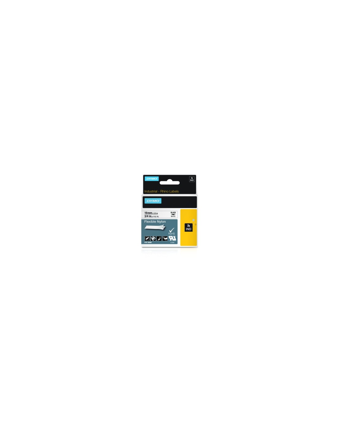 Cinta dymo nylon flexible ind negro sobre blanco multicolor 18489