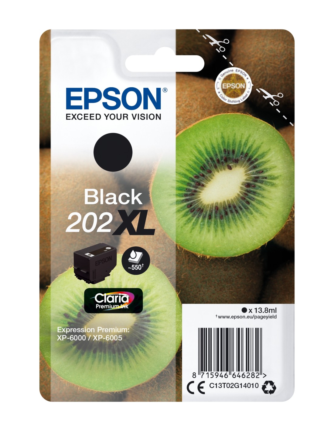 Cartucho Epson Kiwi Singlepack Black 202XL Claria Premium Ink C13T02G14010