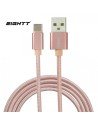 Eightt Cable USB a Type C 1Mts trenzado de Nylon Rosa. Carcasa de aluminio