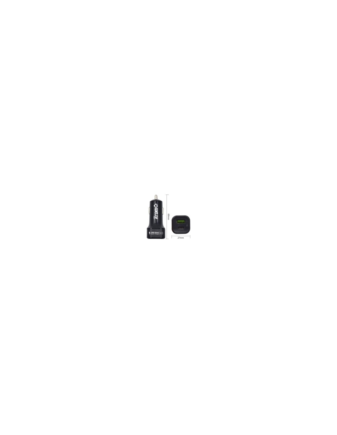 Cargador de coche welly enjoy doble puerto con carga rapida 3.0 30w negro WY11001