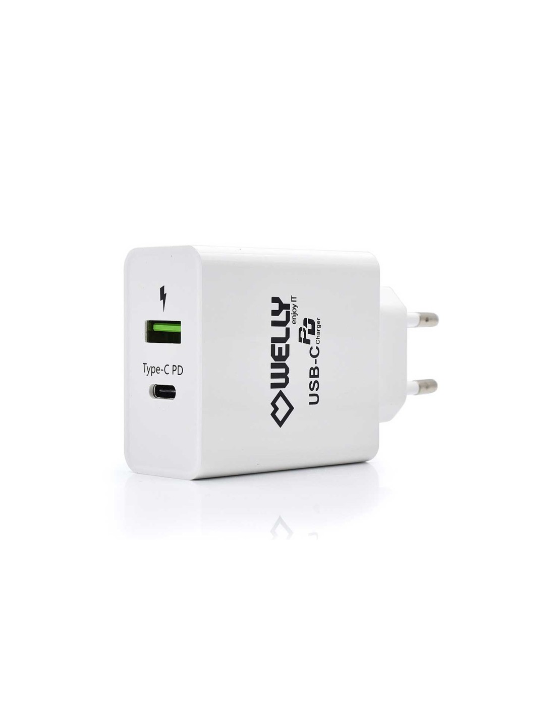 Cargador de pared welly enjoy usb tipo-c pd con carga rapida 3.0 36w blanco WY11100