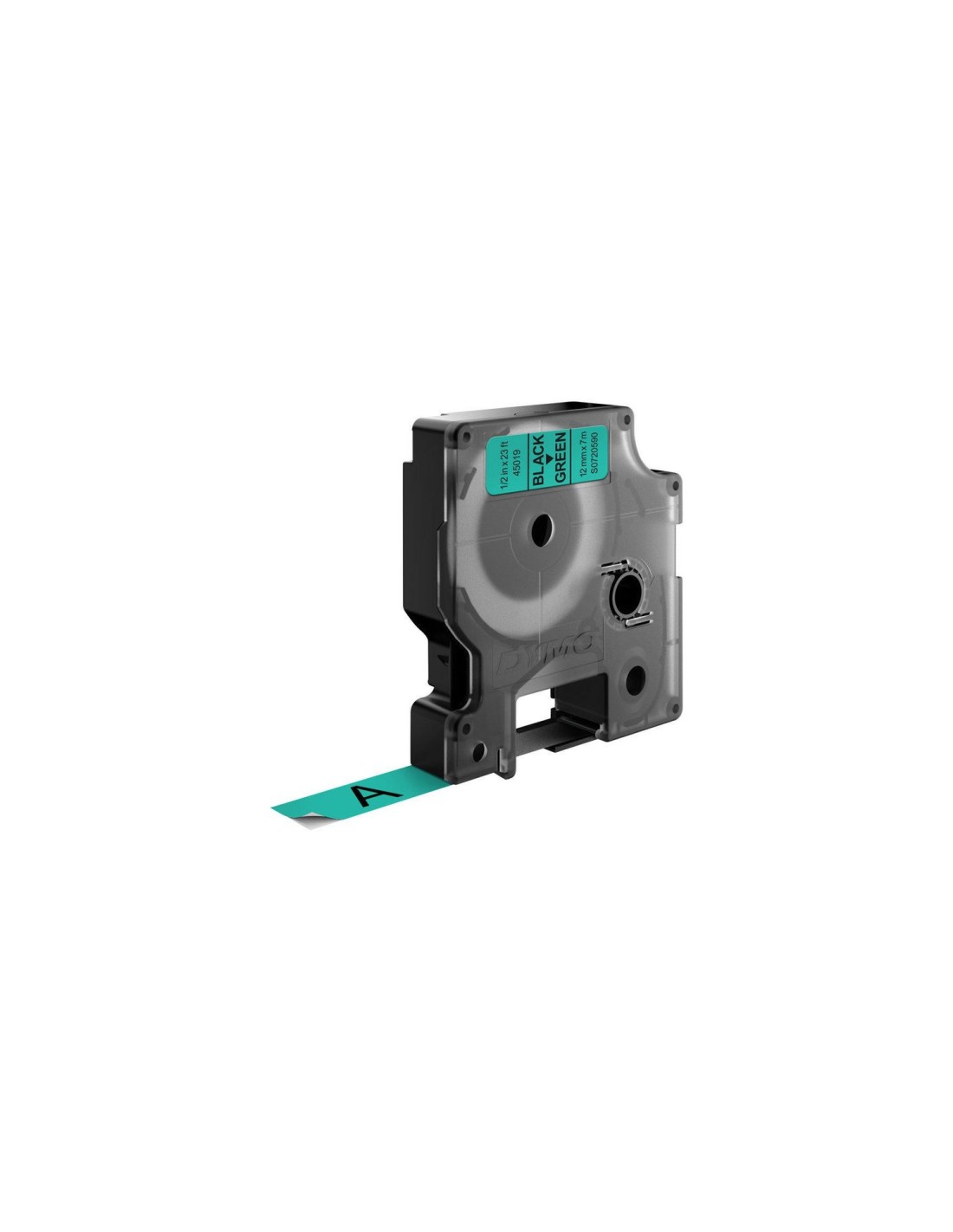 Dymo D1 Etiquetas estandar negro sobre verde 12mm x 7m poliester