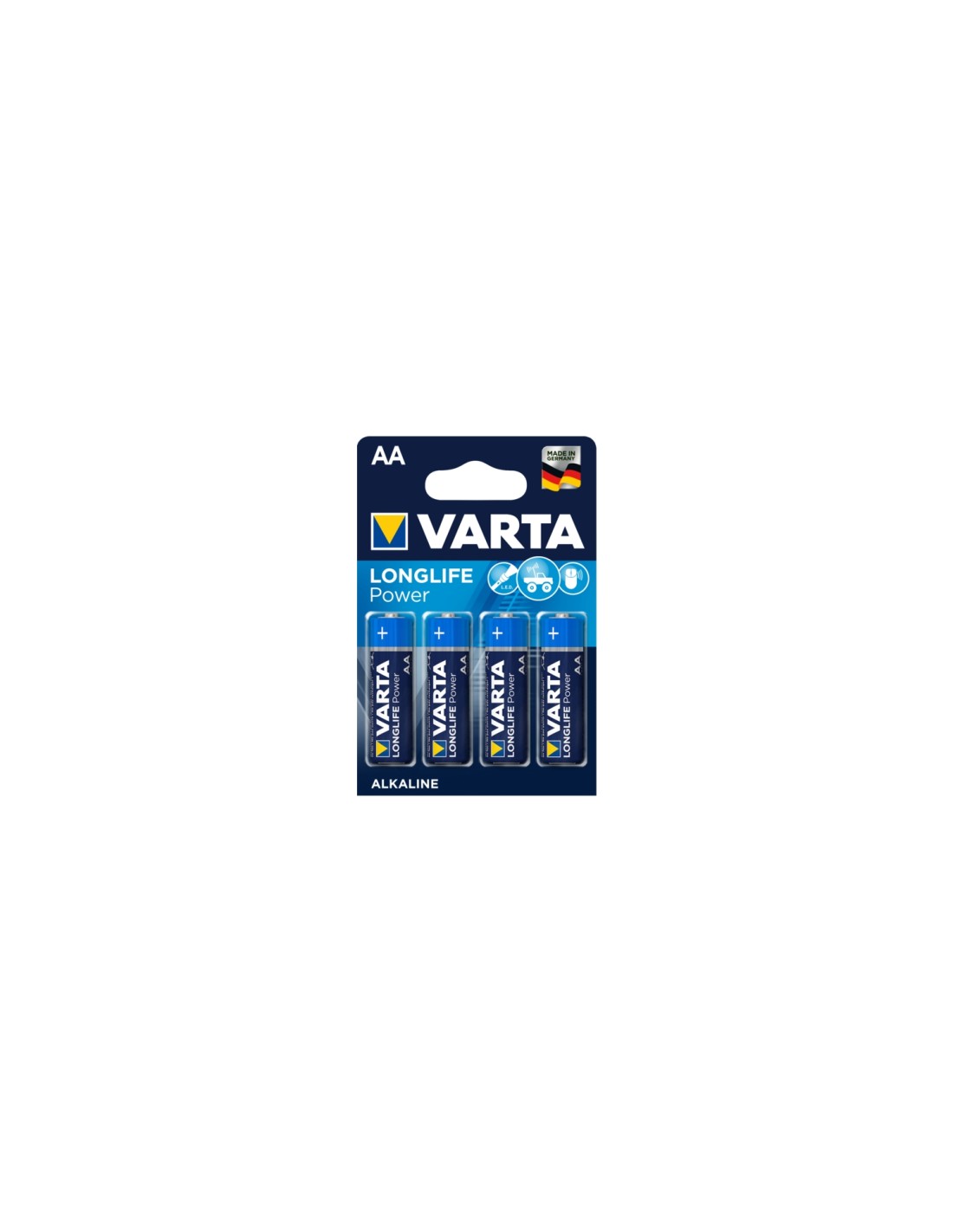 Varta blister 4 pilas alcalinas LR6 AA longlife power azul