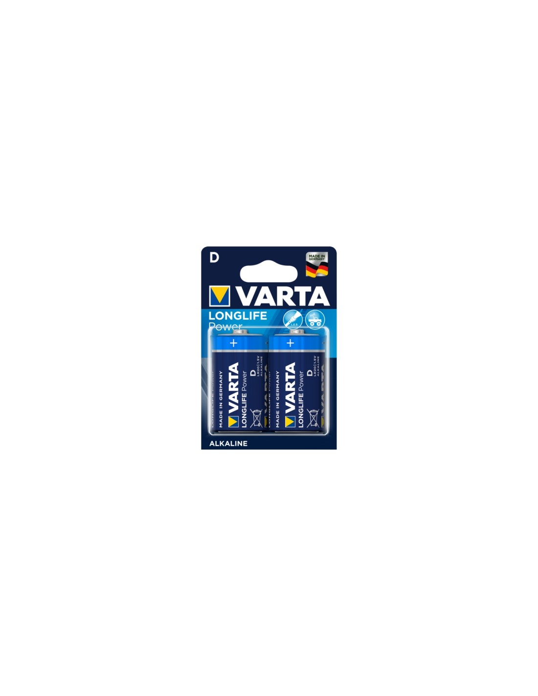 Varta blister 2 pilas alcalinas LR20 D longlife power negro azul