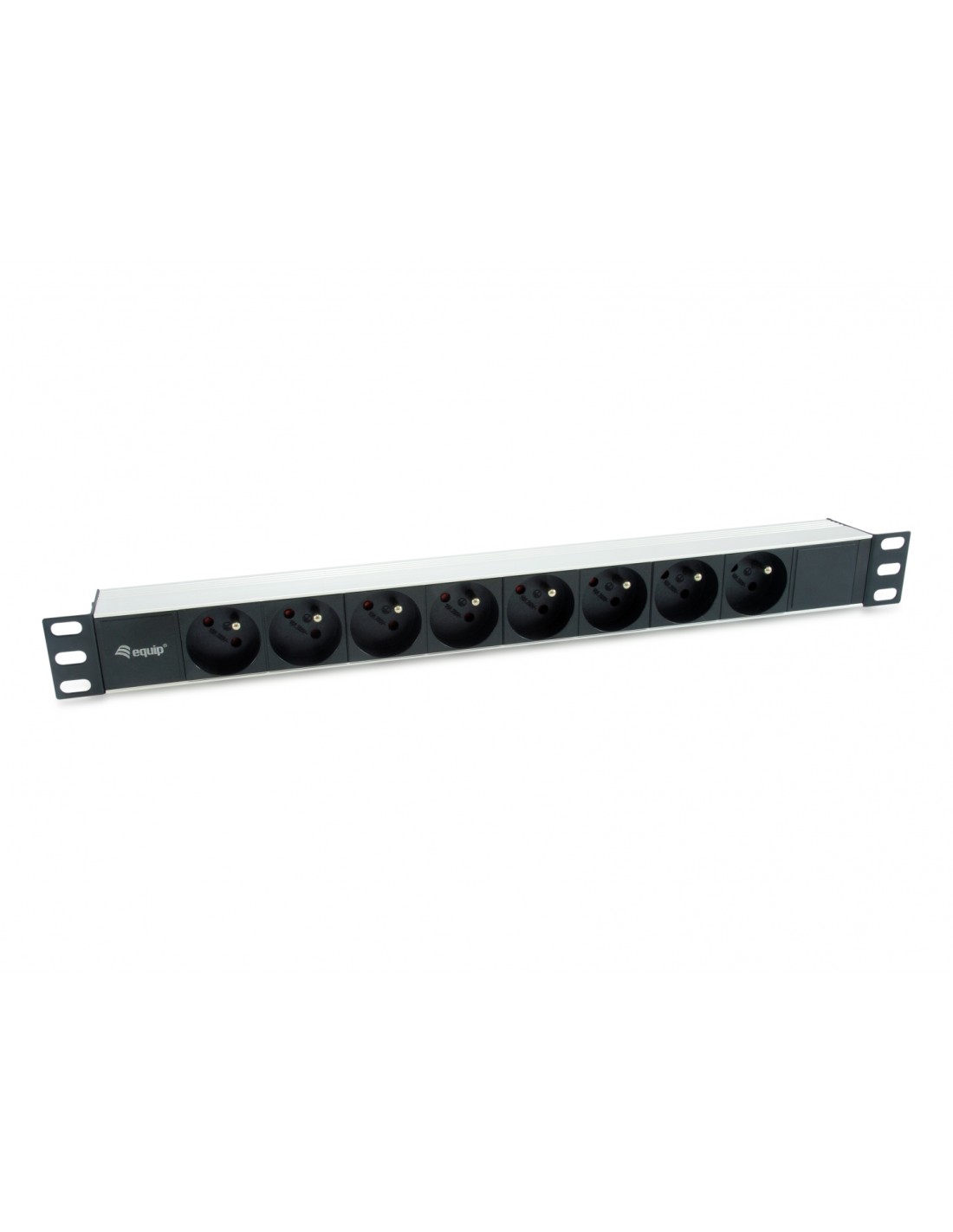 Equip 333313 Regleta unidad de distribucion de energia 8 salidas AC 1U negro plata