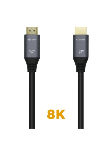 AISENS Cable HDMI V2.1 Ultra Alta Velocidad / HEC 8k@60Hz 48Gbps, A/M-A/M, 0,5 m Gris/Negro