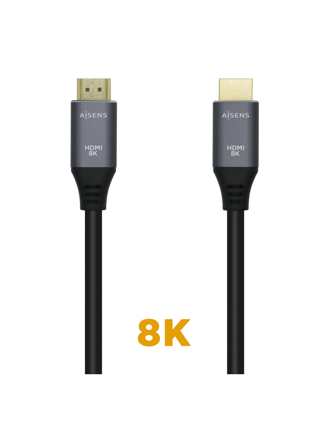 AISENS Cable HDMI V2.1 Ultra Alta Velocidad / HEC 8k@60Hz 48Gbps, A/M-A/M, 0,5 m Gris/Negro