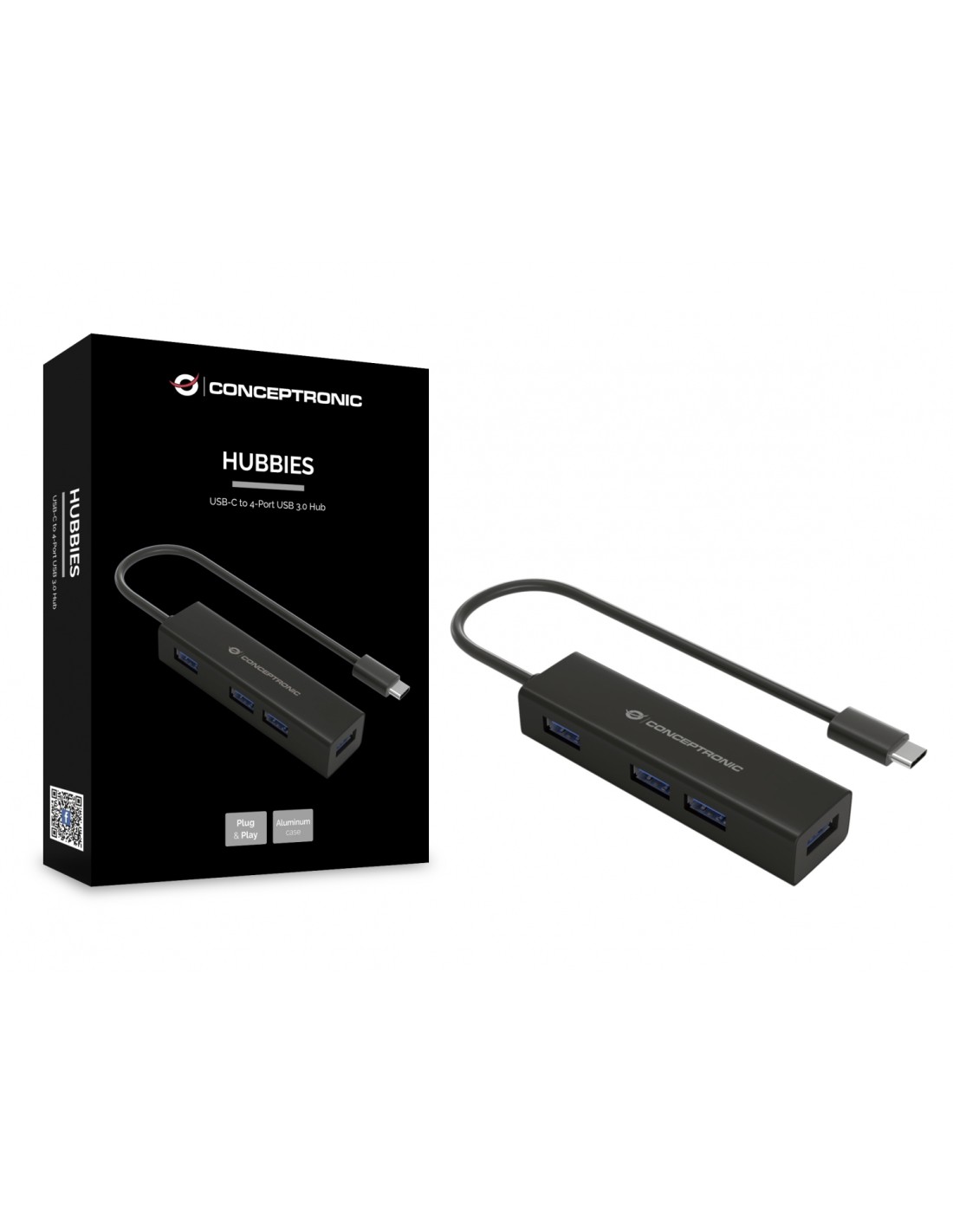 CONCEPTRONIC HUB de interfaz USB 3.2 Gen 1 (3.1 Gen 1) Type-C 5000 Mbit/s Negro