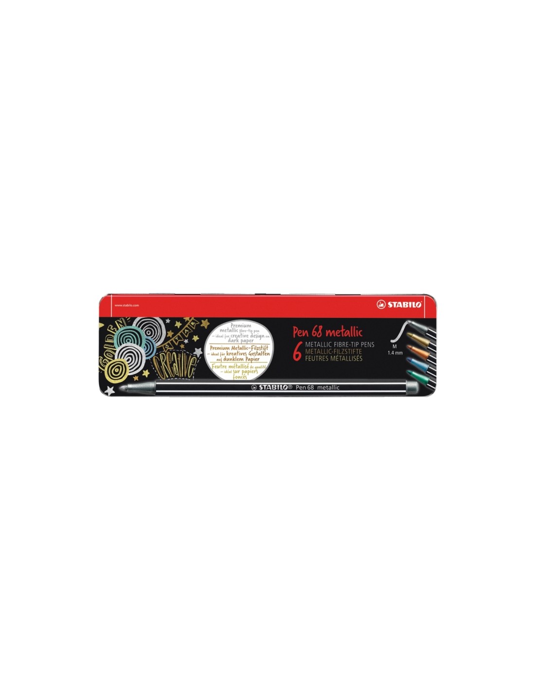 STABILO Pen 68 Metallic rotulador Medio Metálico, Multicolor 6 pieza(s)