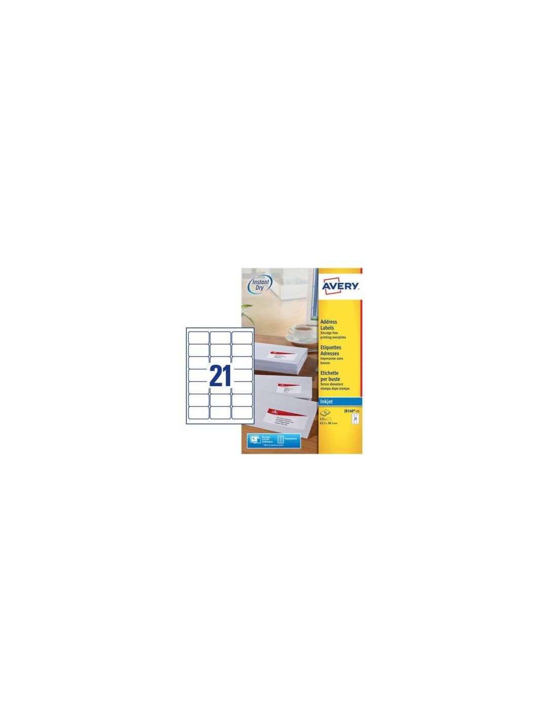 Avery J8160-25 etiqueta de impresora Blanco