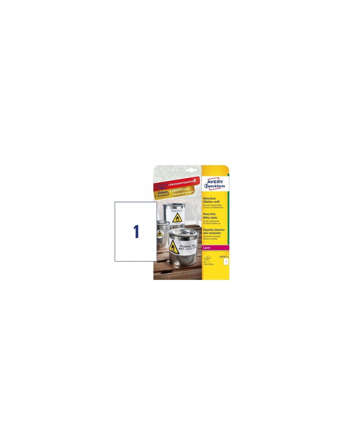 Avery L4775-8 etiqueta de impresora Blanco Etiqueta para impresora autoadhesiva