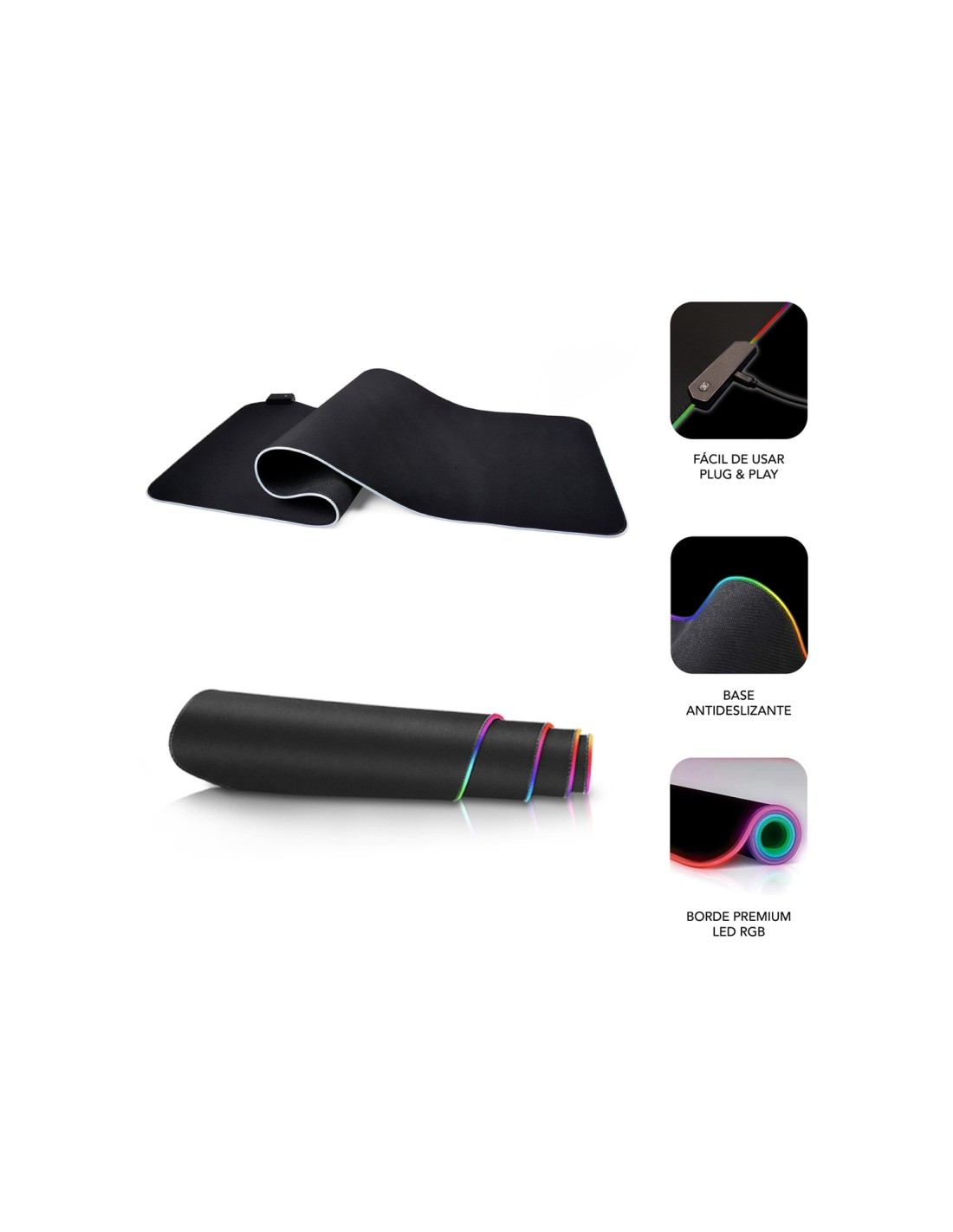 SUBBLIM Alfombrilla/Tapete Ratón Luz LED RGB 9 colores Extra Grande
