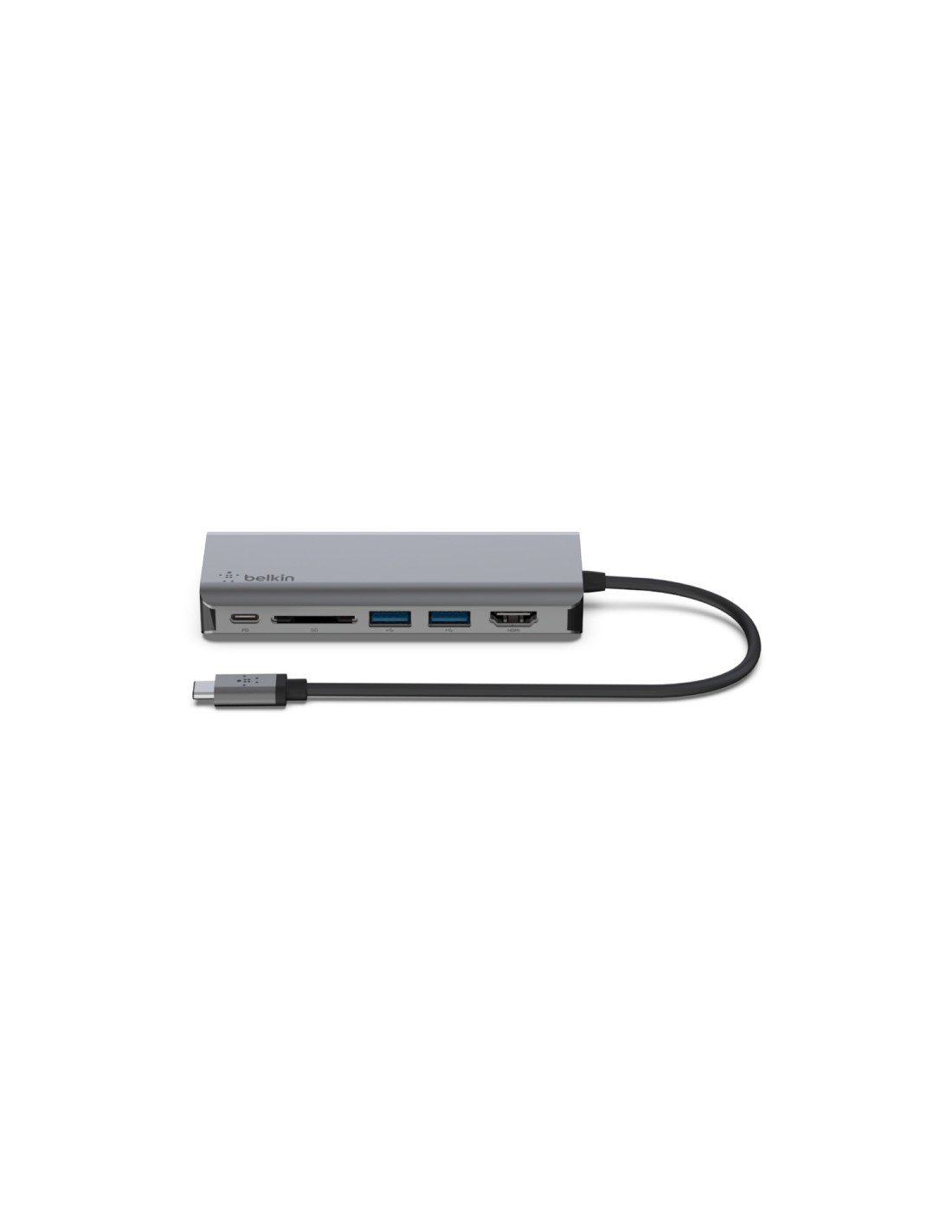 Belkin HUB de interfaz USB 3.2 Gen 1 (3.1 Gen 1) Type-C 5000 Mbit/s Negro, Gris