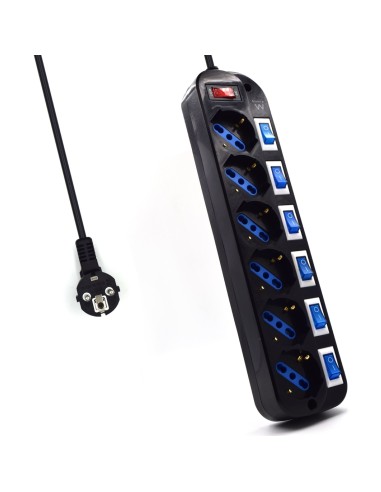 Ewent limitador de tensión 6 salidas AC 220 V 1,5 m Negro