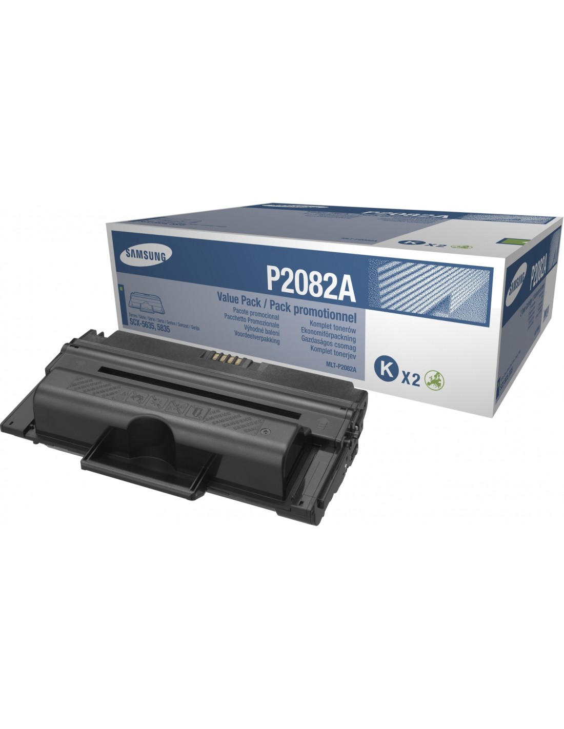 Paquete de 2 cartuchos de tóner Original Samsung de MLT-P2082 Negro