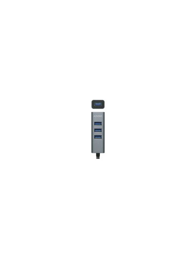 AISENS Hub USB 3.1 USB-C, USB-C/M - 4x Tipo A/H, Gris, 10 cm
