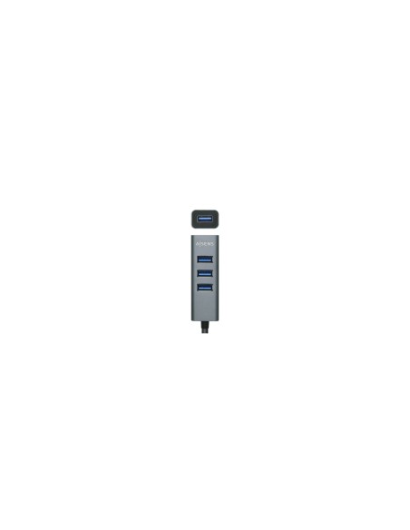 AISENS Hub USB 3.1 USB-C, USB-C/M - 4x Tipo A/H, Gris, 10 cm