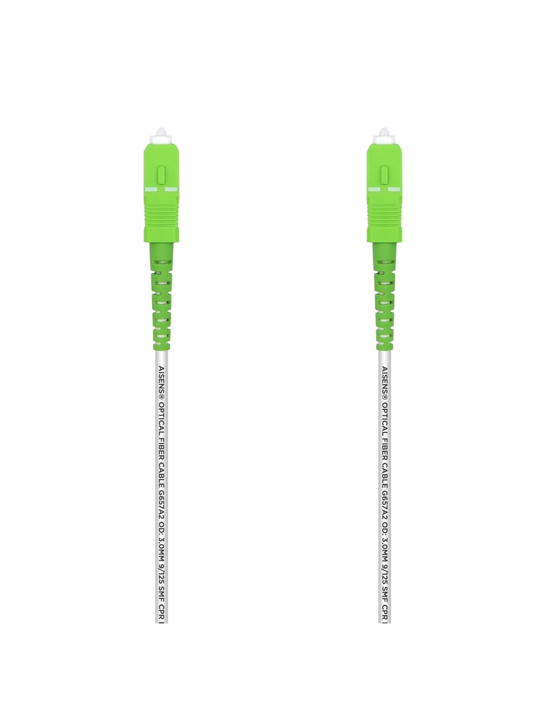 AISENS Cable Fibra Í?ptica Latiguillo G657A2 3.0 9/125 SMF Simplex CPR DCA LSZH, SC/APC-SC/APC, Blanco, 2.0 m