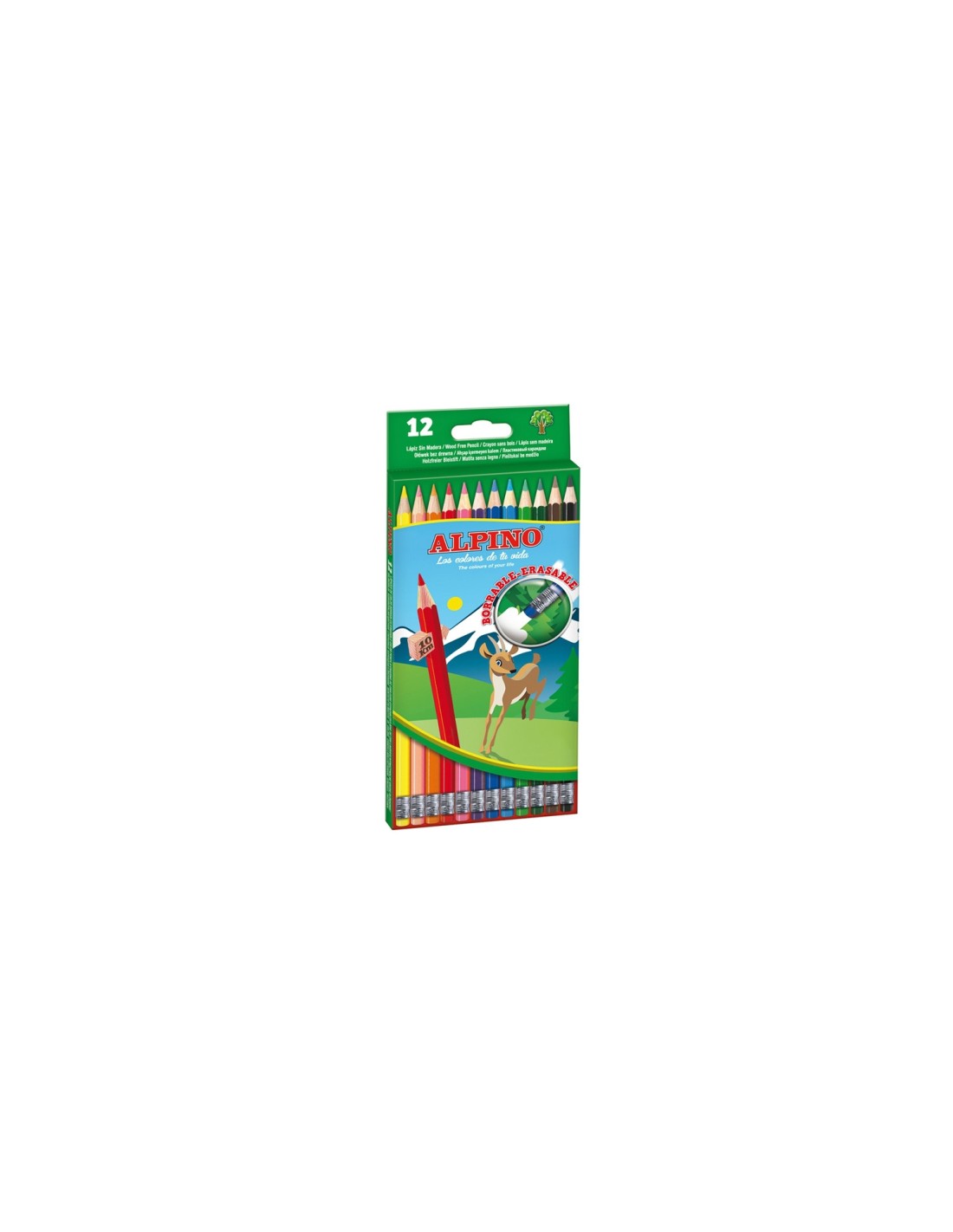 Alpino Estuche 12 lápices de colores borrables