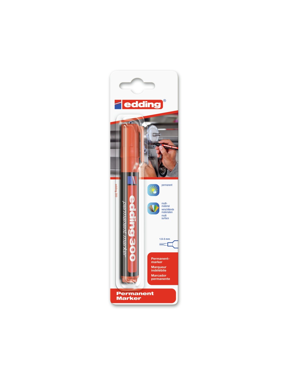 Edding 300 marcador permanente Punta redonda Rojo 1 pieza(s)