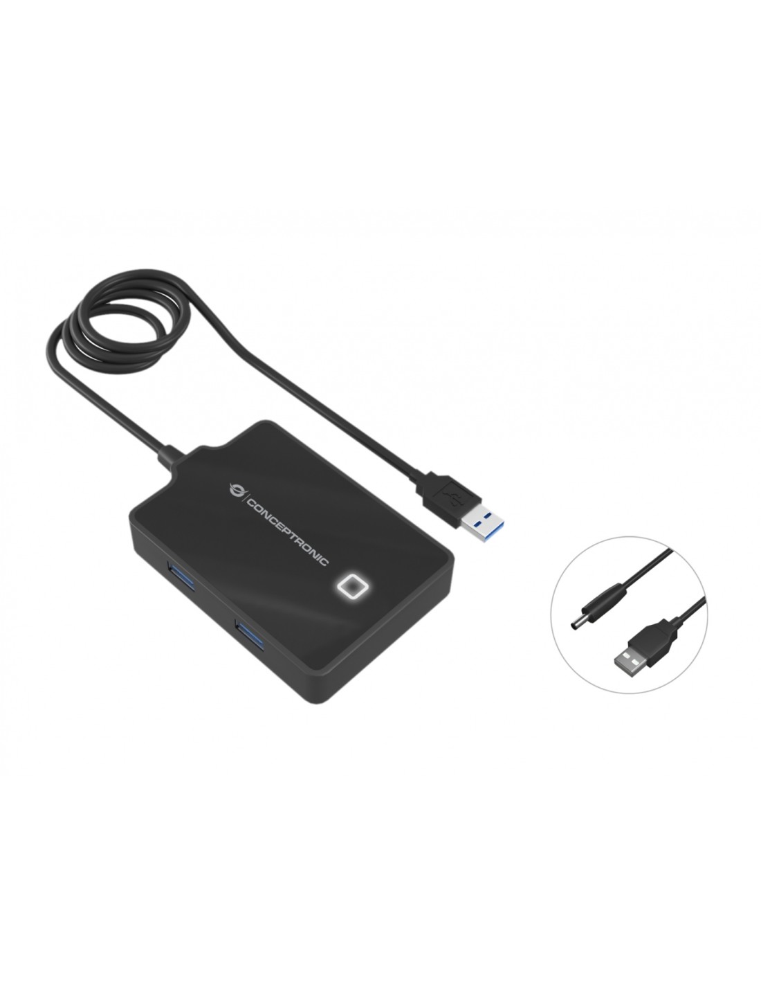 Conceptronic HUBBIES11B hub de interfaz USB 3.2 Gen 1 (3.1 Gen 1) Type-A 5000 Mbit/s Negro