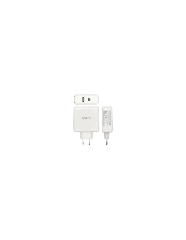 AISENS Cargador 48 W, 1x USB-C PD3.0 30 W, 1x USB-A QC3.0 18 W, Blanco