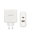 AISENS Cargador 57 W, 1x USB-C PD3.0 45 W, 1x USB-A 5 V / 2.4 A 12 W, Blanco