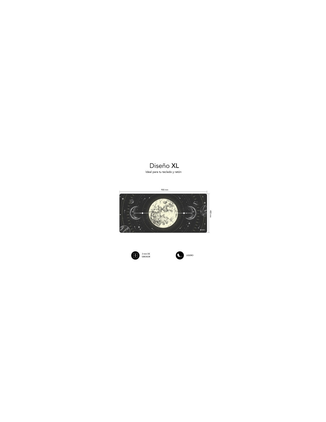 SUBBLIM Alfombrilla Ratón Lunar XL Mouse Pad 900x400x3