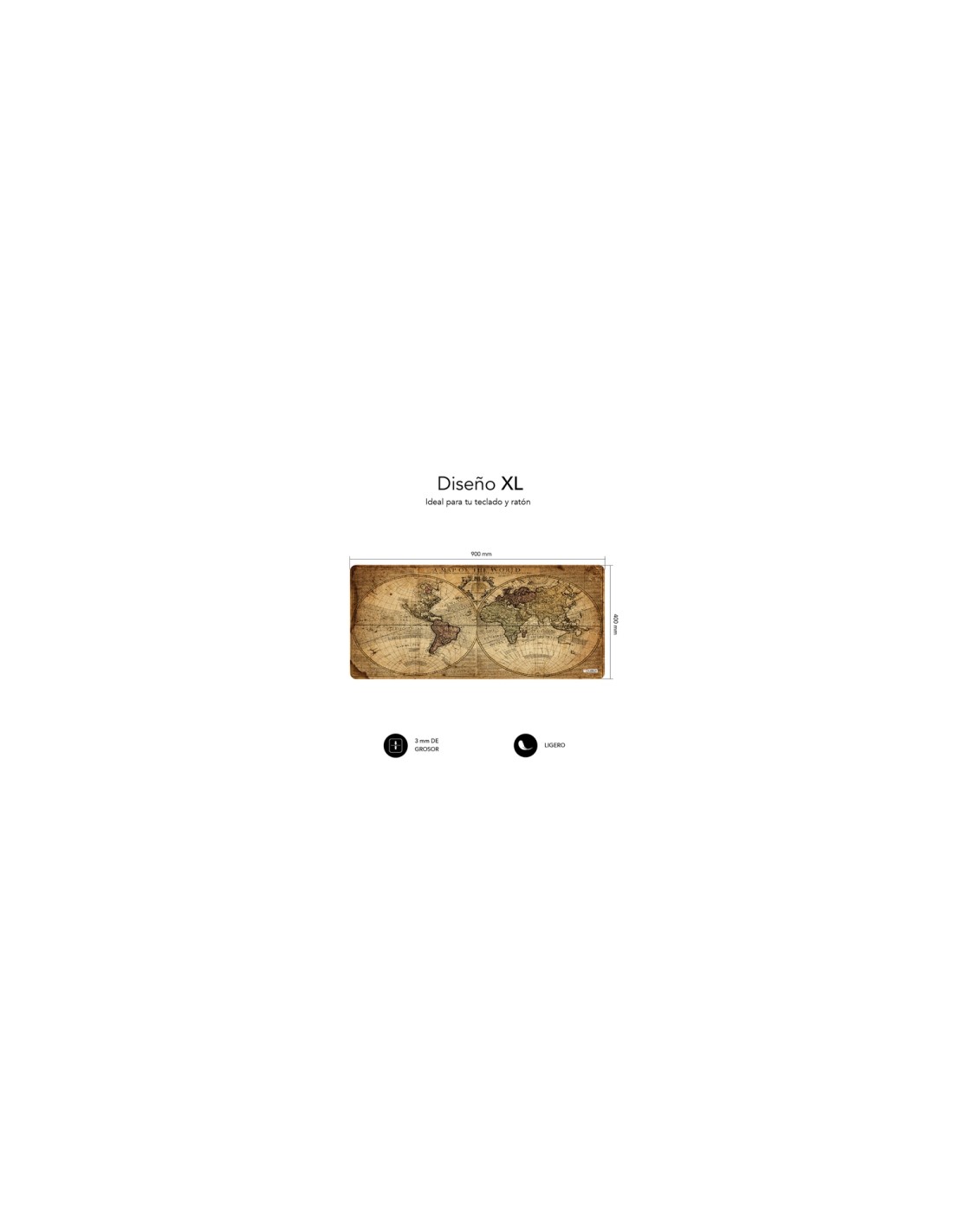 SUBBLIM Alfombrilla Ratón Vintage World XL Mouse Pad 900x400x3