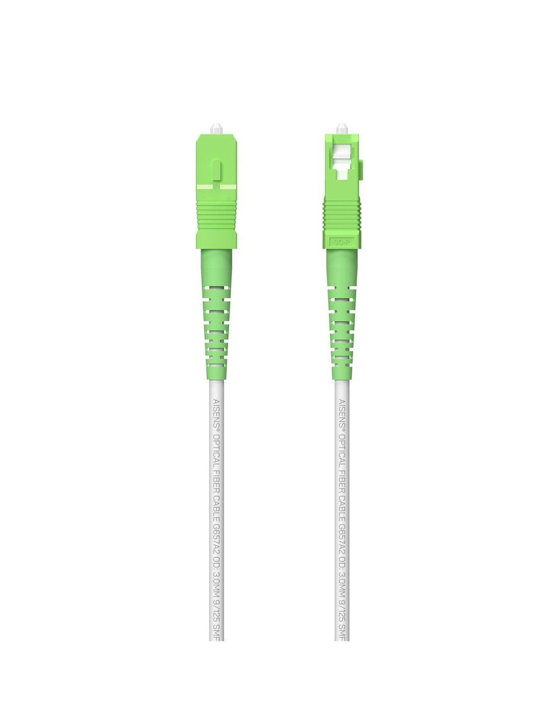 AISENS Cable Fibra Í?ptica Latiguillo G657A2 3.0 9/125 SMF Simplex CPR DCA LSZH, SC/APC-SC/APC, Blanco, 200 m